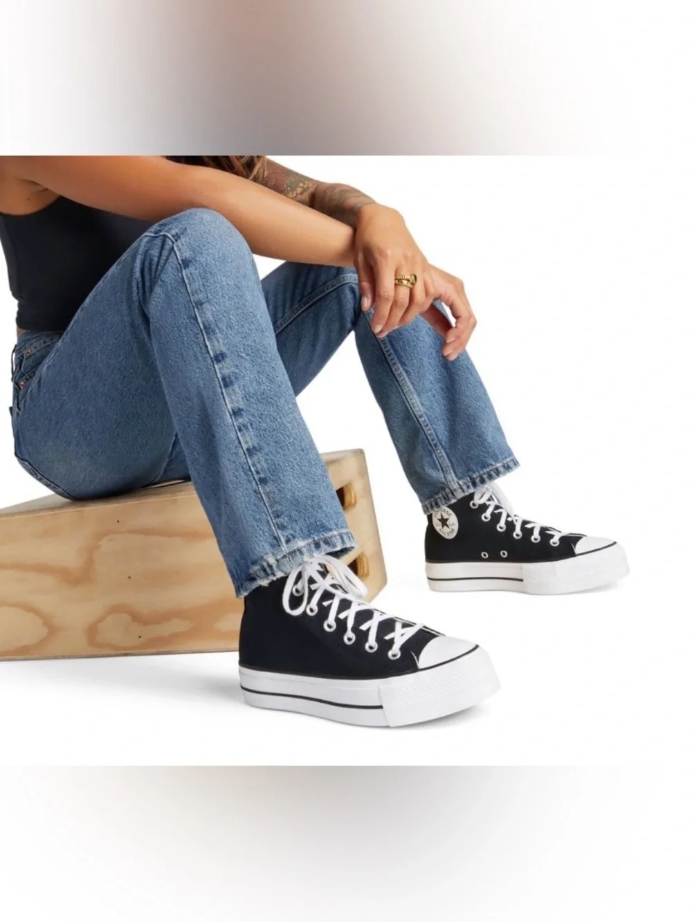 Converse Chuck Taylor High Top Sneakers in Black and White - Picture 2 of 6